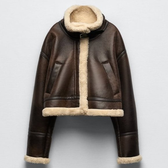 NWT Brown Double Faced Jacket w/ Faux Shearling Lining, XXL